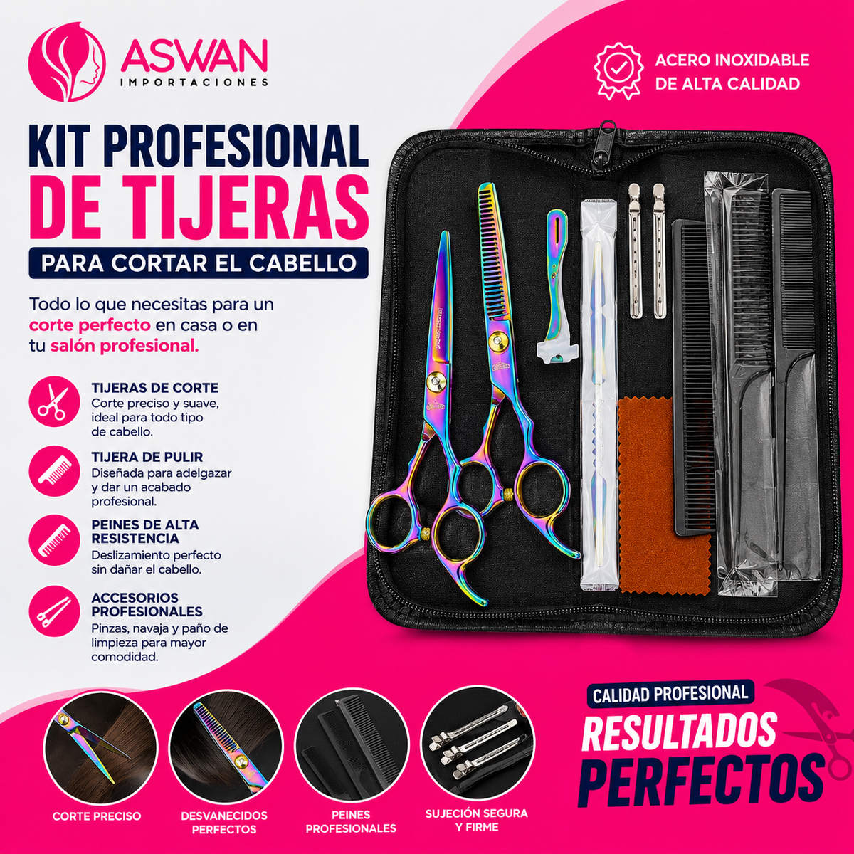 KIT PROFESIONAL DE TIJERAS PARA CORTAR EL CABELLO