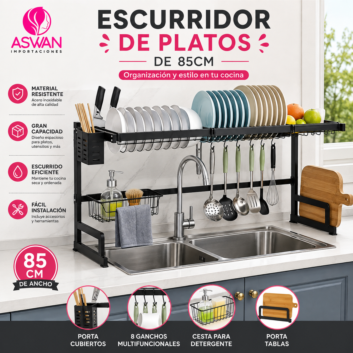 ESCURRIDOR DE PLATOS DE 85 CM