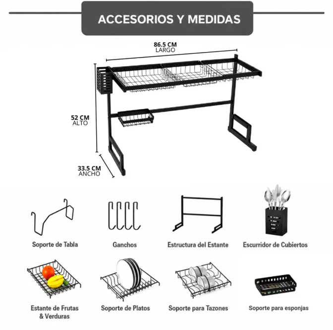 ESCURRIDOR DE PLATOS DE 85 CM