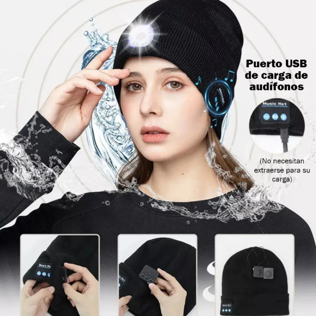 🧢GORRO REPRODUCTOR DE MUSICA CON LINTERNA