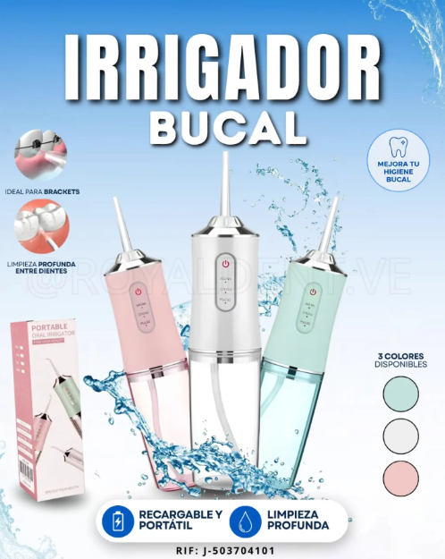 💧 ¡LIMPIEZA PROFUNDA Y SONRISA IMPACABLE EN SEGUNDOS! — IRRIGADOR BUCAL PORTÁTIL ⚡