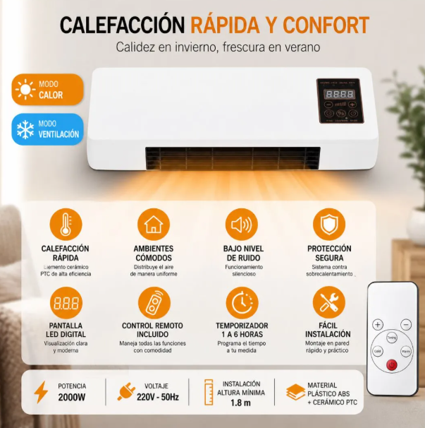 ❄️CALEFACTOR Y VENTILADOR 2-EN-1 ¡CLIMA PERFECTO PARA TODO EL AÑO EN TU HOGAR! ⚡