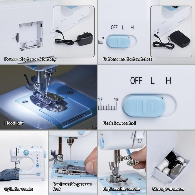MÁQUINA DE COSER PORTÁTIL CON TABLERO DE EXTENSIÓN