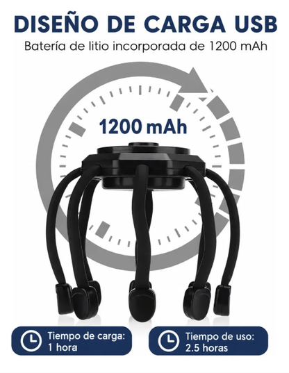 🧠 MASAJEADOR CRANEAL ELÉCTRICO PULPO⚡