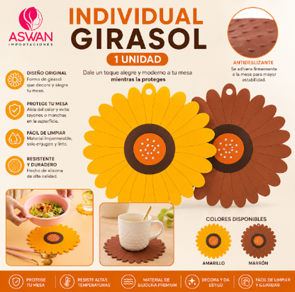 INDIVIDUAL GIRASOL ANTIDESLIZANTE – 1 UNIDAD