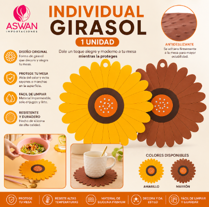 INDIVIDUAL GIRASOL ANTIDESLIZANTE – 1 UNIDAD