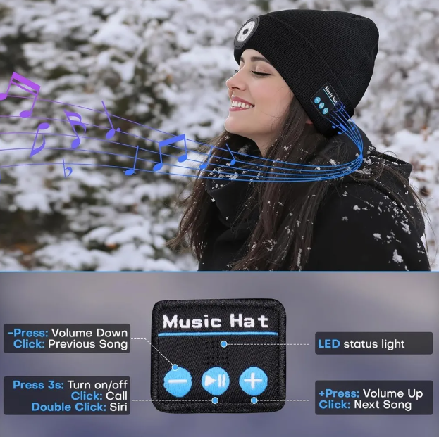 🧢GORRO REPRODUCTOR DE MUSICA CON LINTERNA