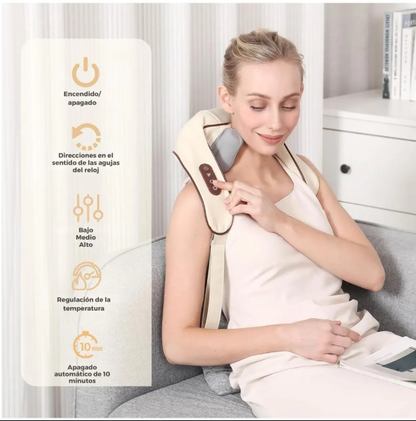 🔥 MASAJEADOR INALAMBRICO SHIATSU 4D PARA CUELLO Y HOMBROS CON CALOR 🔥