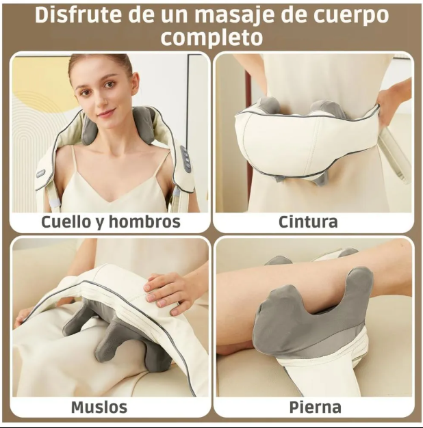 🔥 MASAJEADOR INALAMBRICO SHIATSU 4D PARA CUELLO Y HOMBROS CON CALOR 🔥