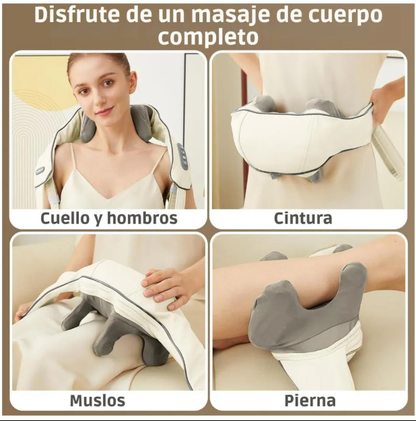 🔥 MASAJEADOR INALAMBRICO SHIATSU 4D PARA CUELLO Y HOMBROS CON CALOR 🔥